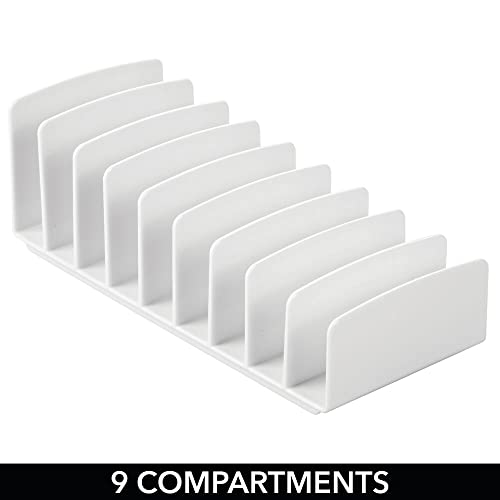 mDesign Organizer na kosmetyki do makijażu z 9 przegródkami – Stylowy stojak na palety cieni z plastiku – Organizer na koperty i papeterię – Biały - obrazek 3