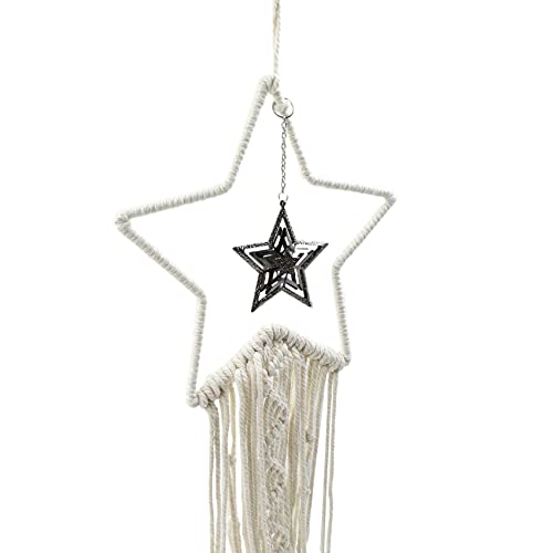 mimzemamz Nice Dream Makramee łapacz snów ręcznie wykonany – duża ozdoba na ścianę w stylu boho, ozdoba na baby shower Car wesele, dekoracja domu, prezent, do sypialni, salonu, dekoracja (biała) - obrazek 5