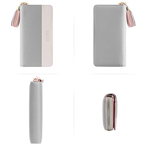 Portfel damski ze skóry, duża pojemność z zamkiem błyskawicznym dla ko - obrazek 3