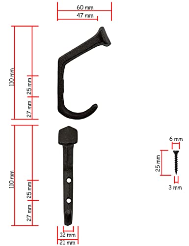 FUXXER® Ciężkie rustykalne masywne żelazne haczyki do garderoby, wiesz - obrazek 2