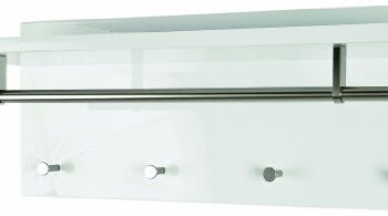 HAKU Möbel garderoba ścienna – wygląd stali szlachetnej w kolorze białym z 4 haczykami, szerokość 75 cm