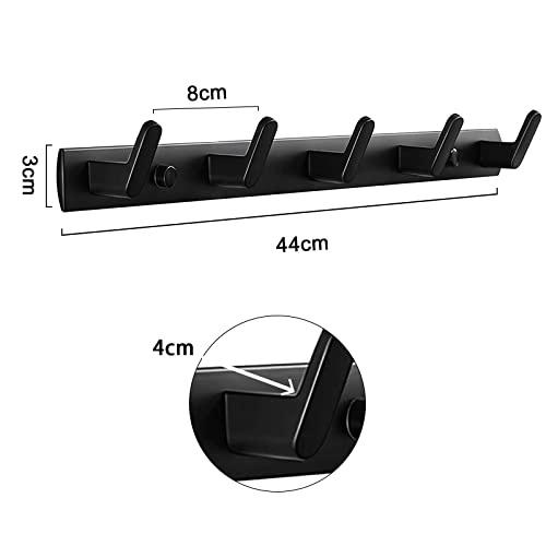 Wieszak na ubrania, 2 sztuki, 15 haczyków, wieszak ścienny, uniwersalny wieszak na ręczniki, listwa garderobiana do garderoby, łazienki, kuchni (czarny) - obrazek 3