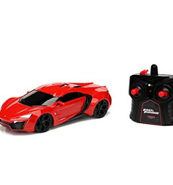 Jada Toys 253203020 Fast & Furious Lykan Hypersport, zdalnie sterowane 2-kanałowe sterowanie radiowe, funkcja turbo, RC Auto porusza się do przodu i do tyłu, w lewo i w prawo, skala 1:24, czerwony