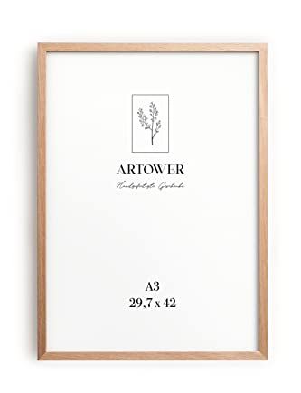 Artower ramka na zdjęcia z naturalnego drewna dębowego, DIN A3, 30 x 42 cm, cienka ramka, duża ramka na plakat, w stylu vintage, 29,7 x 42 cm, drewniana ramka na zdjęcia z prawdziwego drewna