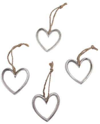4 x metalowe zawieszki w kształcie serca po 6 cm, otwarte metalowe serca do zawieszenia, mini dekoracja, upominek, dekoracja weselna dekoracja pomieszczenia