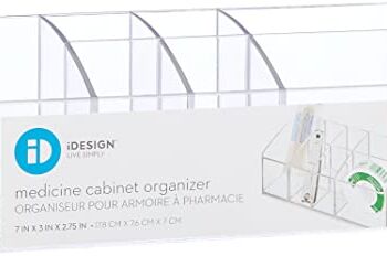 iDesign pudełko do przechowywania leków do łazienki i szafki na leki, małe plastikowe przechowywanie łazienkowe z 7 przegródkami, praktyczny organizer na akcesoria łazienkowe, przezroczysty