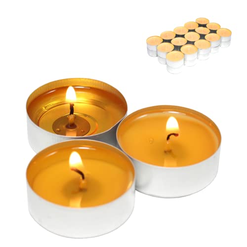 Candelo 30-częściowy zestaw wysokiej jakości podgrzewaczy Ambiente - Tropical Mango - świeczki typu tealight w aluminiowej obudowie 1,5 x 3,8 cm - czas palenia 4 godziny - obrazek 4