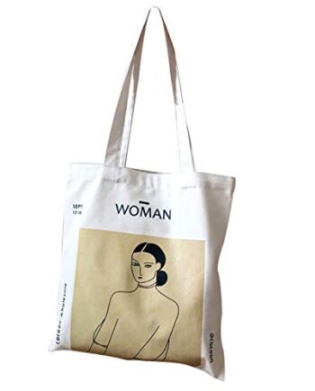 anaan Woman ekologiczna torba bawełniana z kieszenią wewnętrzną z nadrukiem, obraz, długie uchwyty, torba z materiału, torba na ramię, torba bawełniana, torba jutowa, ekologiczna torba na zakupy