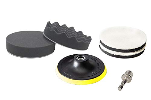 JIGUOOR podkładki polerskie, polerskie gąbki polerowanie samochodowe polerki wełniane bufory polerskie do wiercenia lakieru woskowego czysty poler, profesjonalny zestaw polerek samochodowych z adapterem wiertarki M14 - 125 mm 125 cm - obrazek 3