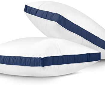 Utopia Bedding Poduszki Do Spania (2 Pack) - Bawełna Mieszanka Pokrywa Łóżko Poduszki - Premium Jakość Miękkie Poduszki Dla Przodu, Z Powrotem I Bok Śpiących (Marine Niebieski, 45 x 66 cm)