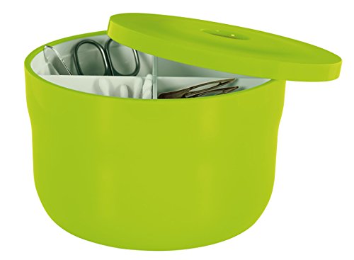 Spirella Organizer na kosmetyki "Cocco" z indywidualnie regulowanymi przegródkami, pudełko do przechowywania kosmetyków i biżuterii 15 x 9 cm z pokrywką zielony - obrazek 5