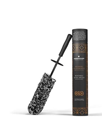 HERRENFAHRT Giętka szczotka do felg, elastyczna głowica szczotki do dokładnego czyszczenia bez zarysowań i dociera nawet do trudno dostępnych miejsc w gnieździe felgi, szczotka do felg samochodowych z mikrofibry