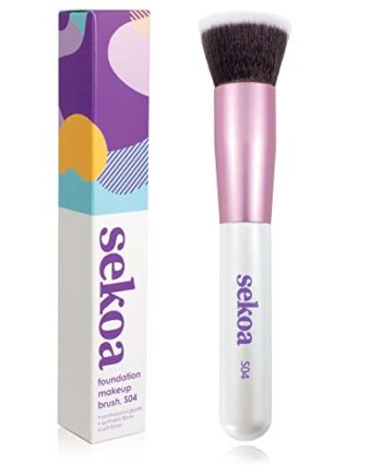 Marka Amazon – Sekoa S04 pędzel do podkładu, profesjonalny pędzelek kabuki, płaski top, płynny podkład, twarz dla kobiet, pędzel do makijażu