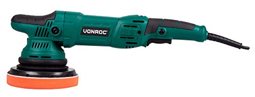 VONROC Dual Action mimośrodowa maszyna polerska / zestaw do polerowania – elektronika stała – funkcja Soft Start – 150 mm – 1050 W – łącznie z tarczą podporową, podkładką i torbą - obrazek 4