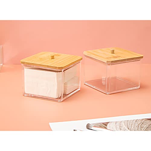 Greyoe uchwyt na płatki bawełniane, akrylowy uchwyt na patyczki z pokrywką, do wacika, wykałaczki gąbki do makijażu - obrazek 3