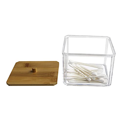 Greyoe uchwyt na płatki bawełniane, akrylowy uchwyt na patyczki z pokrywką, do wacika, wykałaczki gąbki do makijażu - obrazek 4