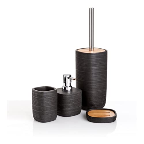 TATAY - Mydelniczka wykonana z wysokiej jakości żywicy poliżywicznej połączonej z drewnem bambu, kolekcja Bambu, ciemny grafitowy kolor szary - obrazek 2