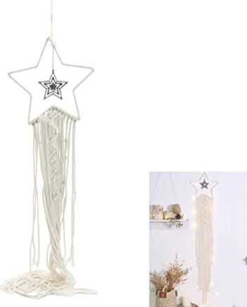 mimzemamz Nice Dream Makramee łapacz snów ręcznie wykonany – duża ozdoba na ścianę w stylu boho, ozdoba na baby shower Car wesele, dekoracja domu, prezent, do sypialni, salonu, dekoracja (biała)