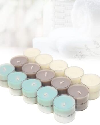 Candelo zestaw 30 świec zapachowych atmosfera – podgrzewacze zapachowe kwiaty Harmony – świeczki typu tealight w obudowie z tworzywa sztucznego 1,7 x 3,8 cm – czas palenia 4 godziny – podgrzewacze w 3 kolorach