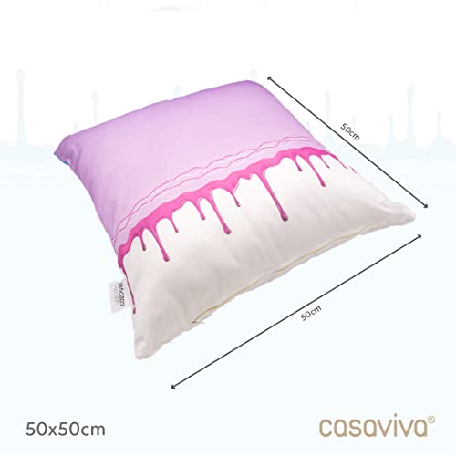 Casaviva® Zestaw 2 Satynowe poduszki meblowe Premium cm 50 x 50 Double Face wodoodporne, wysuwane we Włoszech eleganckie i nowoczesne. (Jasnoniebieski i Różowy Malarstwo, wkładki) - obrazek 3