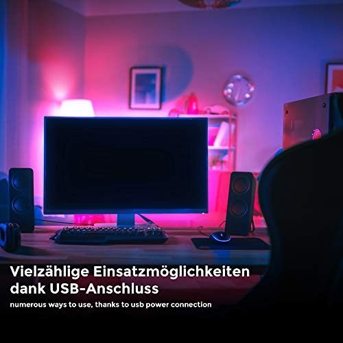 B.K.Licht - Taśma LED TV Strip RGB – listwa świetlna LED – 2 m taśma LED do podświetlenia tła ze zmianą kolorów 40-60 cali - obrazek 5