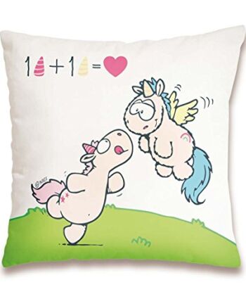 Nici 41882 Theodor and Friends poduszka bawełniana "1+1=miłość", 37 x 37 cm
