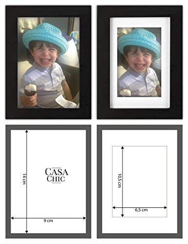 Classic by Casa Chic Ramka na zdjęcia z litego drewna, 15 x 10 cm, szklany front, z passe-partout, szerokość ramy 2 cm, czarna, 3 sztuki, drewno, 6 x 4 - obrazek 6