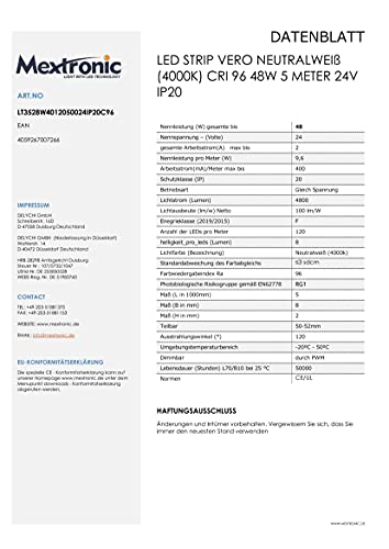 VERO Mextronic taśma LED LED Strip VERO neutralny biały (4000 K) CRI 96 48 W 5 metrów 24 V IP20 - obrazek 2