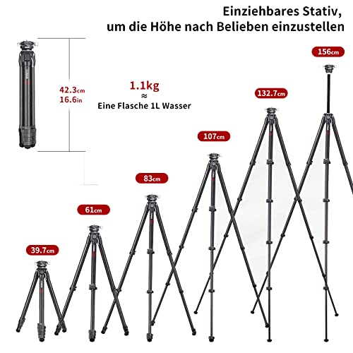 COMAN Zero-Y lekki statyw podróżny, z włókna węglowego, profesjonalny statyw do aktywności na świeżym powietrzu z panoramiczną głowicą kulową, statyw do aparatu - obrazek 6