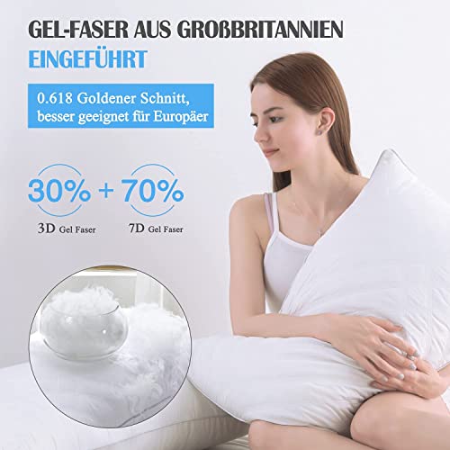 Poduszka pod głowę, zestaw 2 poduszek 80 x 80 cm, luksusowa poduszka hotelowa, poduszka pod głowę, komfortowa 100 mikrofibra, nadaje się do prania, poduszka pod głowę, dla alergików, do spania na boku - obrazek 6