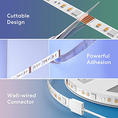 meross Taśma LED 5 m kompatybilna z Apple HomeKit, Wi-Fi taśma LED, Smart RGBWW, kompatybilna z Alexa i Google, do domu, na imprezę, Boże Narodzenie - obrazek 4