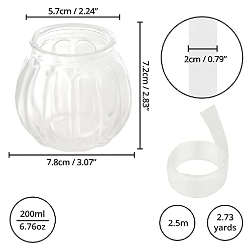 BELLE VOUS Zestaw przezroczystych szklanych świeczników na świeczki typu tealight z białą tasiemką (opakowanie 12 szt.) – szklane wazony do dekoracji stołu w stylu vintage, na wesela, imprezy, do dekoracji domu, jako dekoracja stołu i prezent - obrazek 7