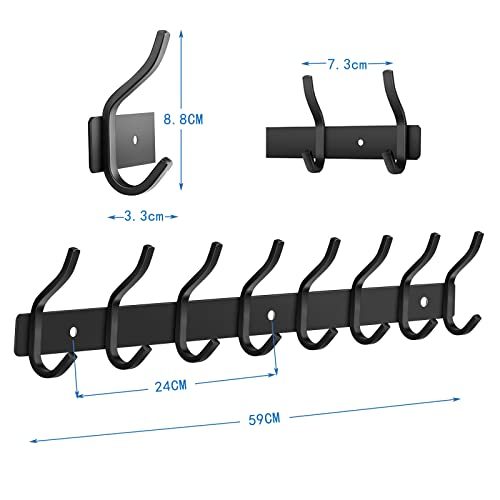 Wieszak garderobiany ze stali nierdzewnej, listwa z haczykami na ubran - obrazek 2