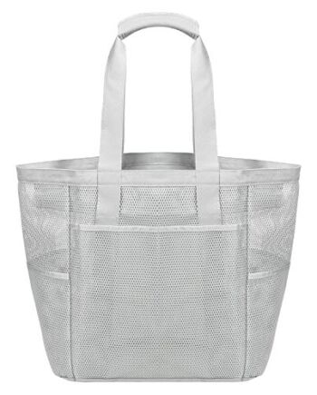 ROSA&ROSE Torba plażowa dla kobiet z zamkiem błyskawicznym wielofunkcyjna duża torba z siatki na zakupy rodzinne na wakacje i zajęcia na świeżym powietrzu torba, - Głęboki błękit - Large