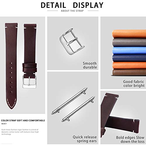 BINLUN Paski do Zegarków z Prawdziwej Skóry Quick Release Wymiana Skór - obrazek 7