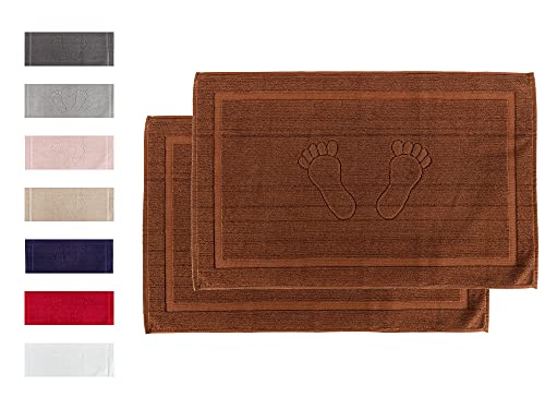Komfortec Dywanik łazienkowy 2-częściowy, dywanik prysznicowy z frotte, mata prysznicowa nadaje się do prania, 800 g/m² i 100% bawełna, chłonny i szybkoschnący, 50 x 80 cm, czekoladowy brąz