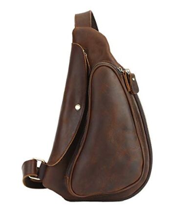 Leathario torba na klatkę piersiową, męska, skórzana torba crossbag, wodoszczelna, plecak typu sling, z prawdziwej skóry, plecak na ramię, torba na ramię, torba do noszenia na wędrówki, do pracy, jazdy na rowerze, w podróży