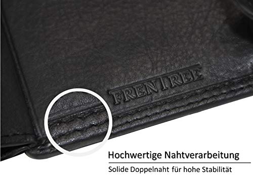 Frentree Męski portfel ze skóry Nappa z ochroną RFID, 15 przegródek na - obrazek 5