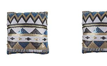 2 x poduszka na sofę, kanapę, poduszka dekoracyjna, poduszka na sofę w stylu etno z cekinami, ok. 27 x 27 cm, pomysł na prezent na Wielkanoc, urodziny, Dzień Matki, Boże Narodzenie (2 szt. niebieskie)