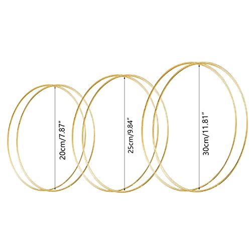 6 sztuk, 3 rozmiary, metalowe pierścienie do majsterkowania, złoty wianek z kwiatami, pierścienie, do makramy, na opony, na wesele, jako dekoracja na ścianę, łapacz snów i makramę, dekoracja ścienna, rzemiosło (20/25/30 cm) - obrazek 5