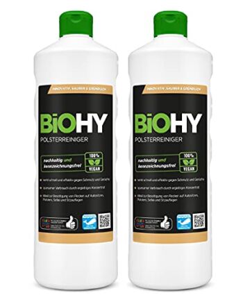 BiOHY środek do czyszczenia tapicerki (2 x butelka 1l) | Idealny do sof, tapicerki, dywanów i tekstyliów | Nadaje się również do odkurzaczy | Usuwa wszelkie plamy (Polsterreiniger)