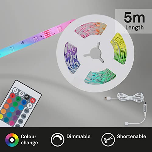 BRILONER - RGB LED Strip 5m, oświetlenie taśmowe LED, zmiana kolorów, łańcuch świetlny, pilot, taśma LED, pasek LED, listwa LED - obrazek 8