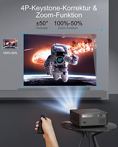 Projektor WiFi, Projektor FunFlix Full HD 5G WiFi Bluetooth, Natywny projektor 1080P Projektor kina domowego 4K, - obrazek 6