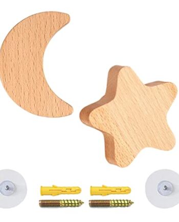 2 sztuki haczyków ściennych dla dzieci, wieszak na ubrania z drewna, księżyc, gwiazda, pokój dziecięcy, dekoracja na ubrania w stylu Scandi, pomysł na prezent