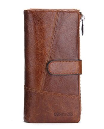 Contacts Portfel z prawdziwej skóry, męski sekretarz, portfel na zamek