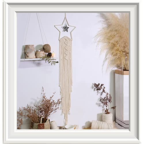 mimzemamz Nice Dream Makramee łapacz snów ręcznie wykonany – duża ozdoba na ścianę w stylu boho, ozdoba na baby shower Car wesele, dekoracja domu, prezent, do sypialni, salonu, dekoracja (biała) - obrazek 2