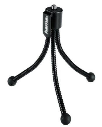 Hama Poręczny mini statyw z elastycznymi nogami i klipsem mocującym, Flexi M, czarny