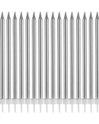 Świece do tortu urodzinowego, 18 sztuk, metaliczne świece urodzinowe wysokie świeczki na tort urodzinowy świeczki na przyjęcie ślub urodziny tort artykuły dekoracyjne (srebrne)