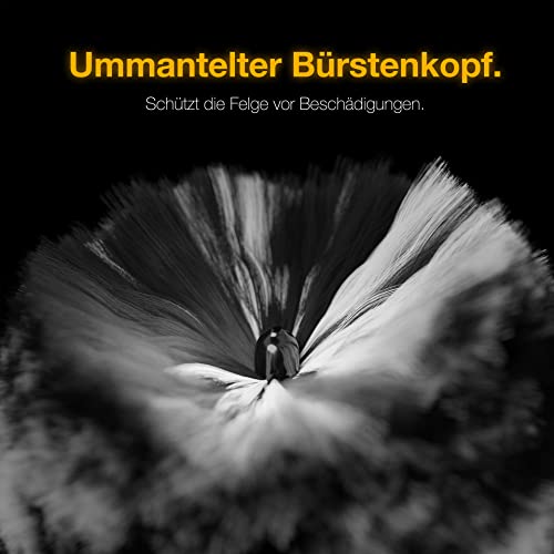 HERRENFAHRT Giętka szczotka do felg, elastyczna głowica szczotki do dokładnego czyszczenia bez zarysowań i dociera nawet do trudno dostępnych miejsc w gnieździe felgi, szczotka do felg samochodowych z mikrofibry - obrazek 4