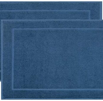 ZOLLNER Zestaw 2 Niebieskie Dywaniki Łazienkowe 50x70 cm, 600g/m2 100% bawełna